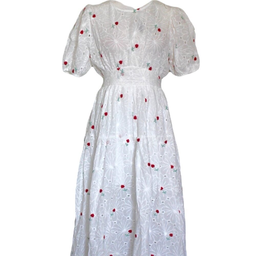 Midi Dress with Rose embroidered